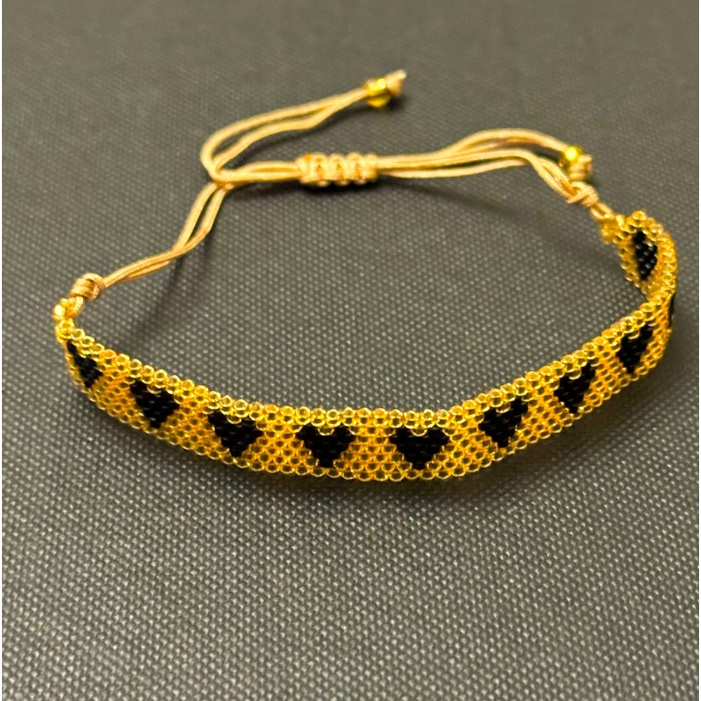 Black and gold heart micro-bead bracelet